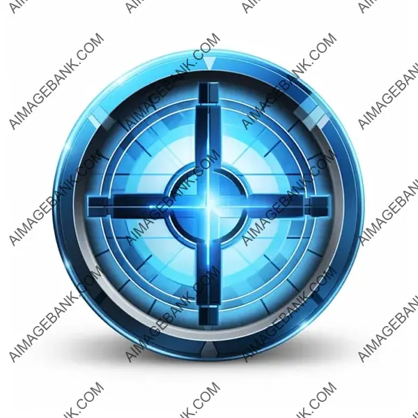 Blue Crosshair Icon Emblem for RPG Trading Card Game