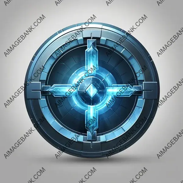 Blue Crosshair Icon with Realistic Aesthetics for RPG Trading Card Game