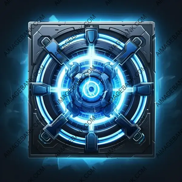 Blue Crosshair Icon Emblem for RPG Trading Card Game