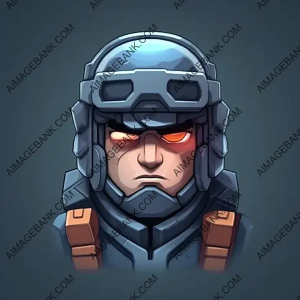 Cel-Shaded Cartoon Icon of Soldier Facing Forward