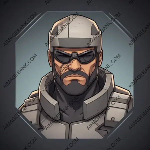 Dynamic Cel-Shaded Cartoon Soldier Icon Facing Forward