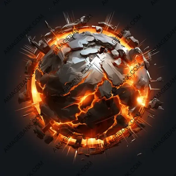 Explosion-Shaped Icon Enclosed in Metal Sphere