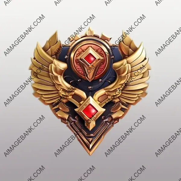 Distinctive Gaming Badge with Engraved Cutout Art and Jeweled Sword