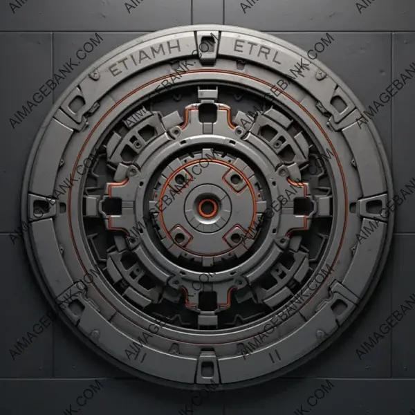 Mechanical Mecha Tech Style Circle Logo with Dark Background