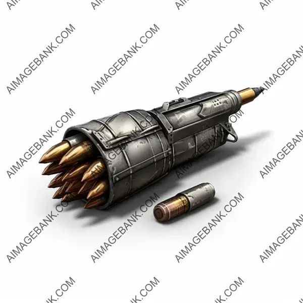 Post-Apocalyptic Game Icon Showcasing Rifle Bullet on White