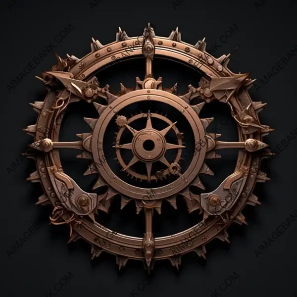 Ornate Steampunk Symbol featuring Iron and Marbled Elements