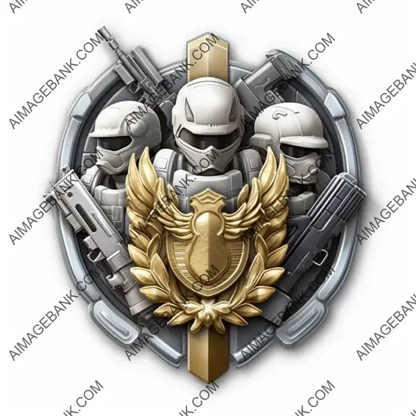 Striking 3D FPS Game Badge with Army Aesthetics