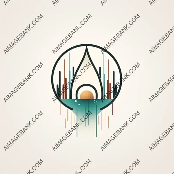 Geometric Rain Emblem in Earthy Tones.