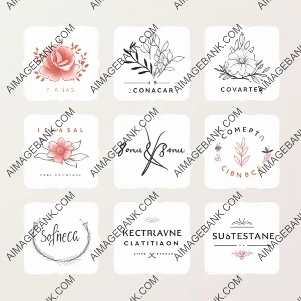 Floral Logo Set with Company Name