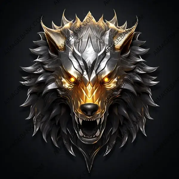 Ferocious Silver Gold Werewolf Emblem