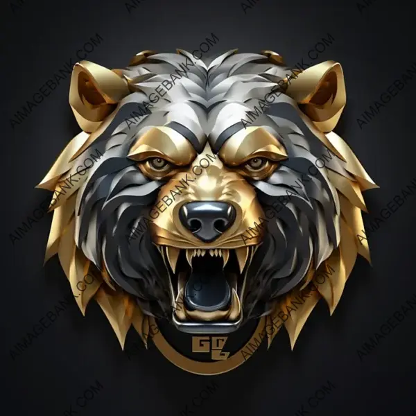 Metal Grizzly Emblem &#8211; Silver Gold Elegance