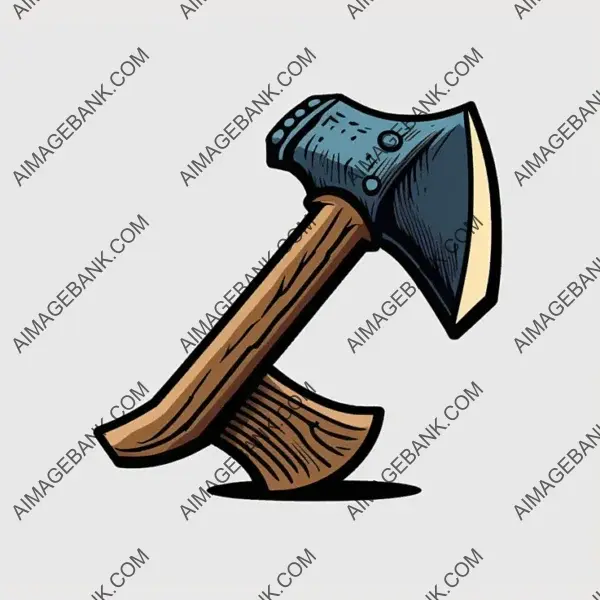 Distinct graphic of a simple comic-style medieval axe weapon.