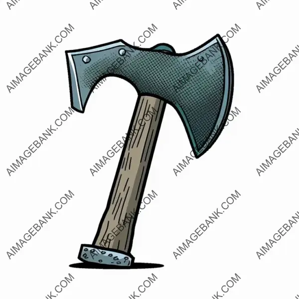 Unique illustration of a simple comic-style medieval axe weapon.