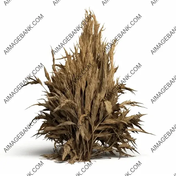 Distinct front view photo of a single clump of dried aromatic herb.