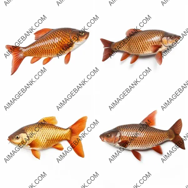 Isolated Carp Fish: White Background, No Directional Bias