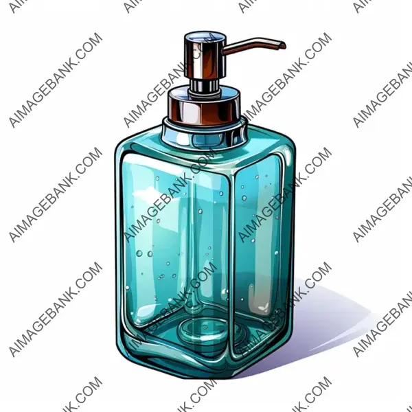 Whimsical soap dispenser illustration in vector SVG format.