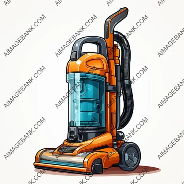 Playful vacuum cleaner clipart icon in vector SVG format on white background.