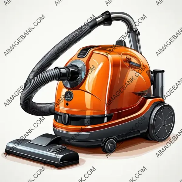 Vibrant vacuum cleaner clipart icon with isolated white background.