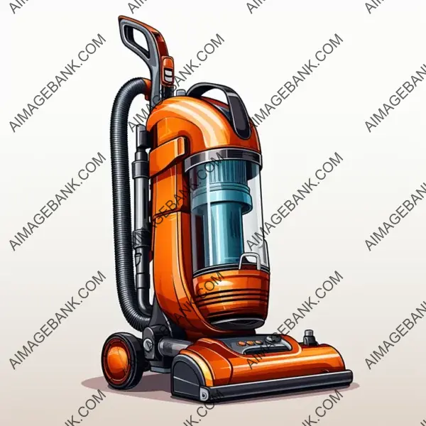 Playful vacuum cleaner clipart icon in vector SVG format on white background.