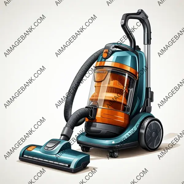 Whimsical vacuum cleaner illustration in vector SVG format.