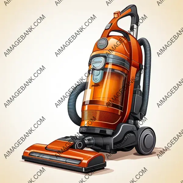 Vibrant vacuum cleaner clipart icon with isolated white background.