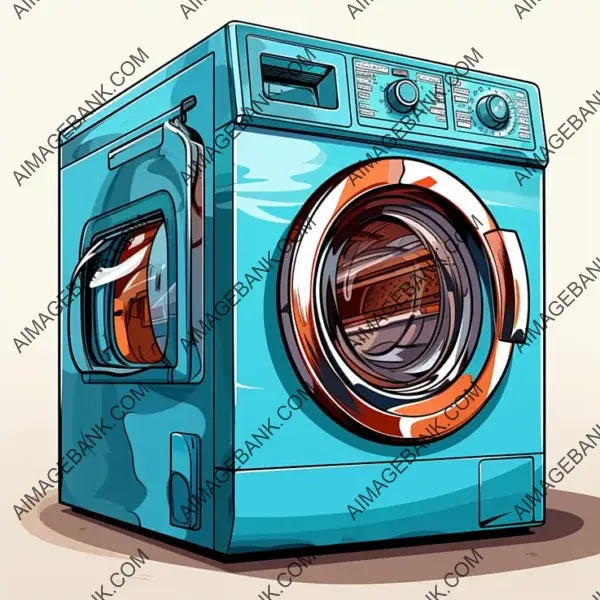 Playful washing machine clipart icon in vector SVG format on white background.