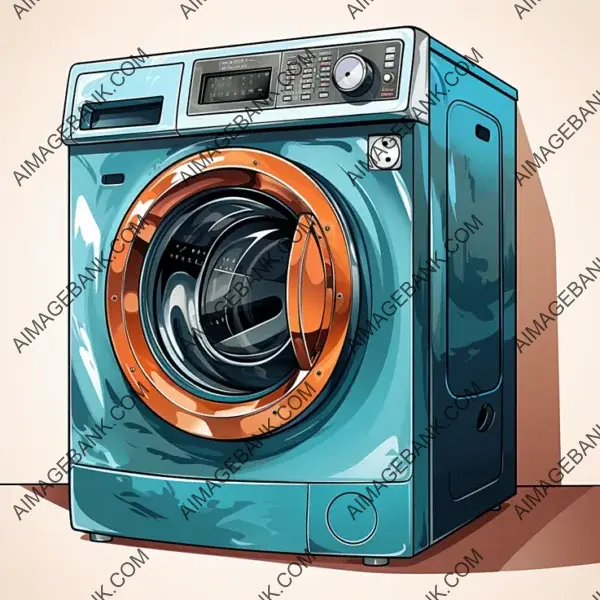 Whimsical washing machine illustration in vector SVG format.