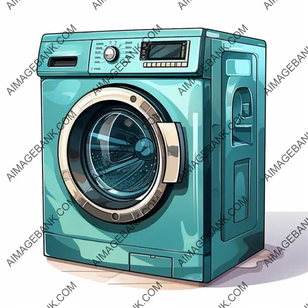 Colorful vector illustration of a washing machine icon on white backdrop.