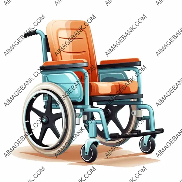 Whimsical wheelchair flat vector icon.