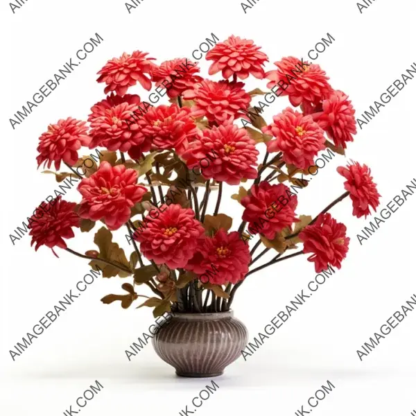 Frontal Focus: Red Chrysanthemums on Branches