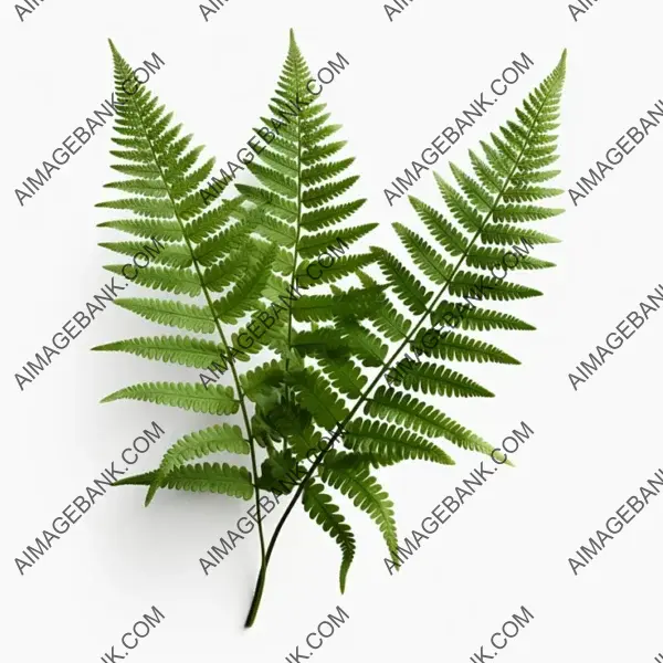 Realistic Isolated Fern Leaves Front View