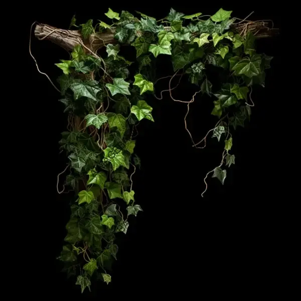 Weathered Black Background with Ivy Crawl Isolated