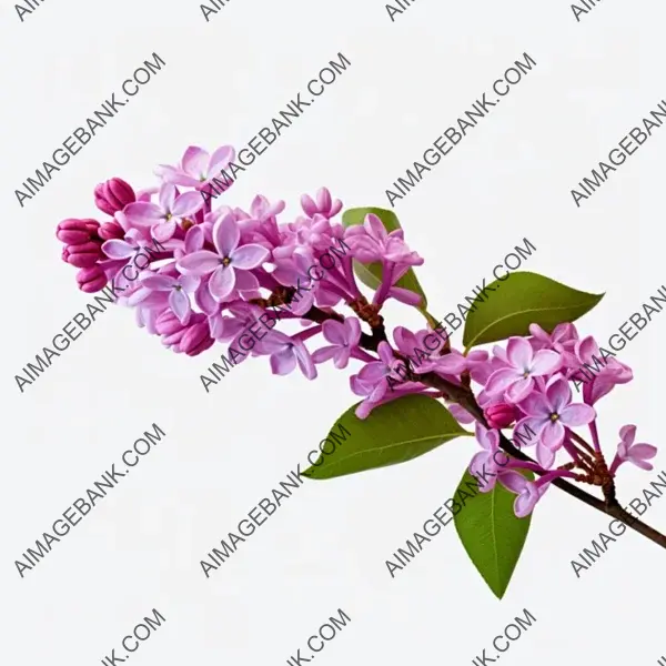 Isolated Lilac Branch on Plain White Background