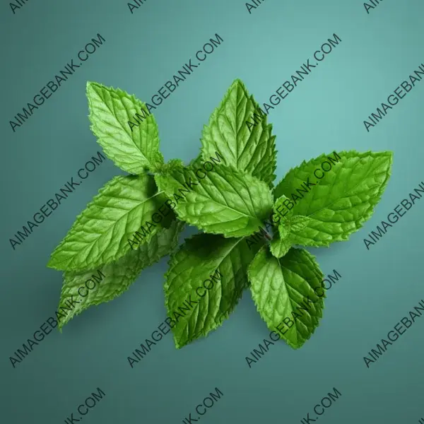 Mint Herb Isolated on Background with No Directional Focus