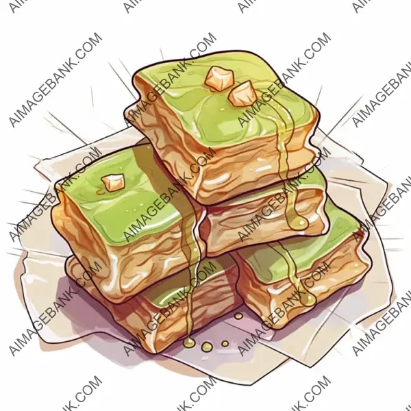 Irresistible Baklava Design in Manga Style: Borderless Stickers