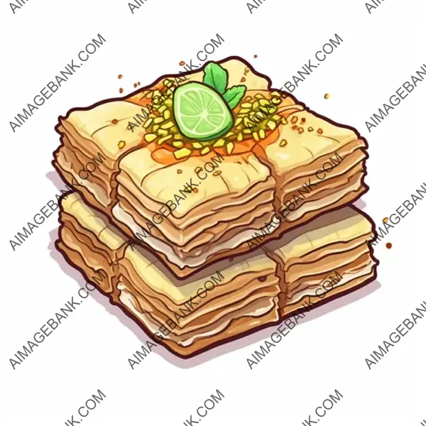 Playful Baklava Drawing in Manga Style: Borderless Stickers