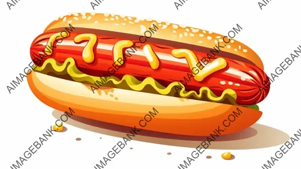 Delicious Big Sausage Hot Dog Vector Illustration: Super Sized Treat