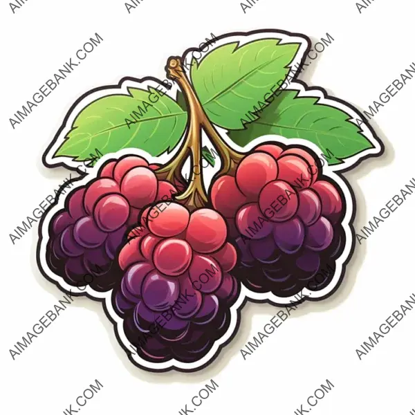 Vibrant Blackberry Fruit Artwork in Manga Style: Vector Sticker