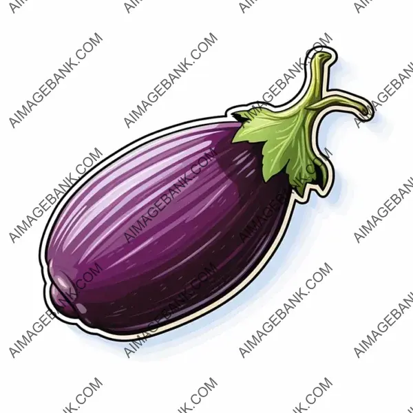 Juicy Eggplant Fruit Illustration in Manga Style: Vector Sticker