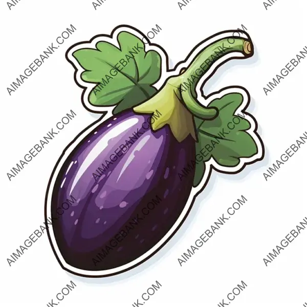 Vibrant Eggplant Fruit Artwork in Manga Style: Vector Sticker