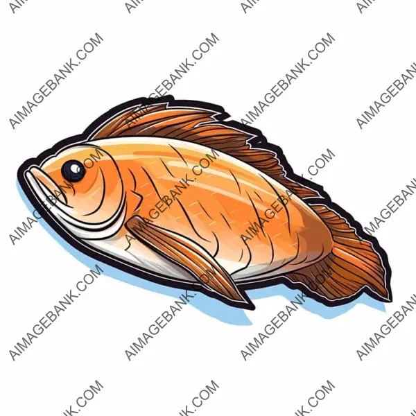 Playful Fish Fillet in Manga Style: Borderless Stickers