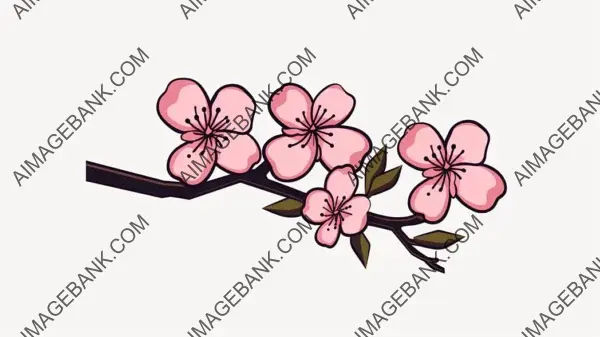 Creative Flat Icon Design of a Cherry Blossom in Black Outline