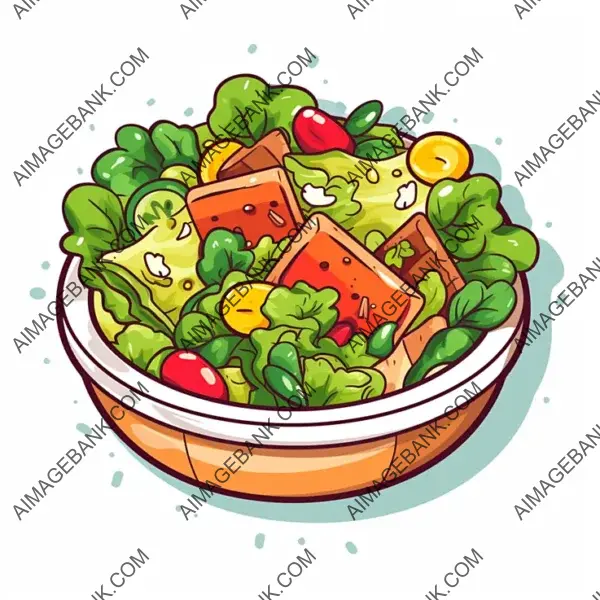 Modern Greek Salad Sticker with Borderless Design