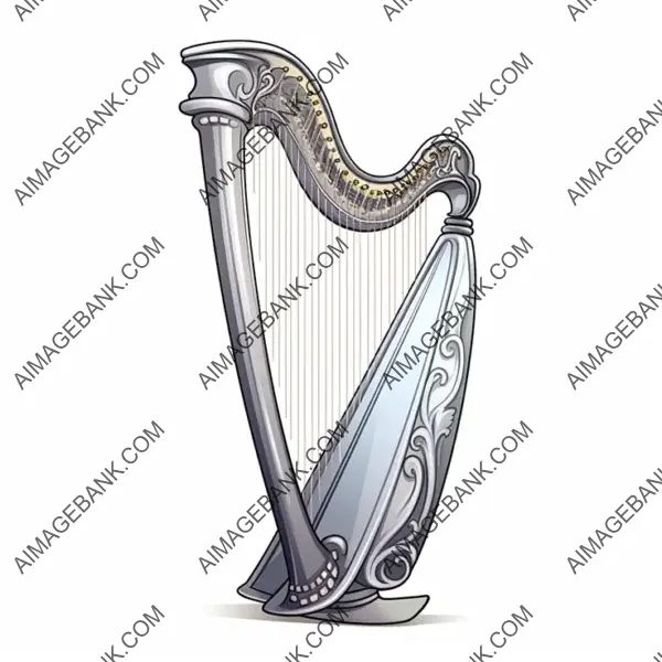 Chic Harp Sticker in Borderless Manga Style