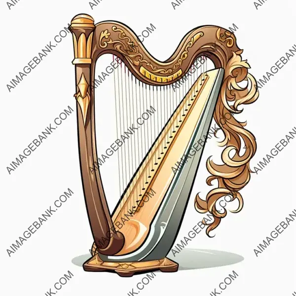 Modern Harp Sticker with White Background