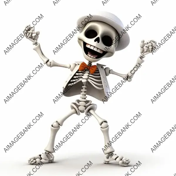 Dynamic 3D Clipart: Joyful Skeleton Dancing in Isolation