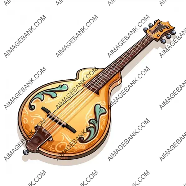 Borderless Manga-Style Mandolin Sticker Design