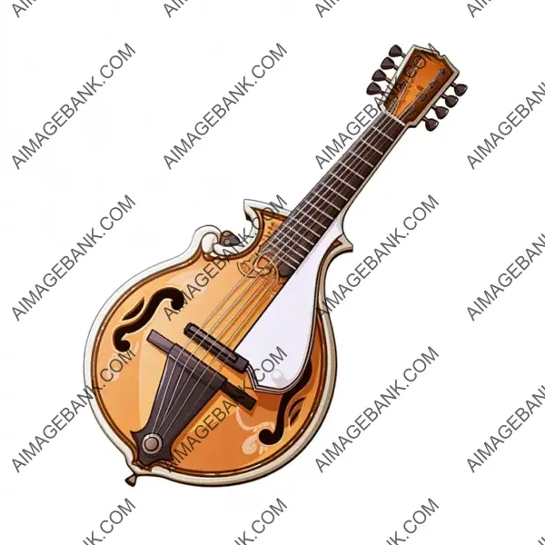 Chic Mandolin Sticker in Borderless Manga Style