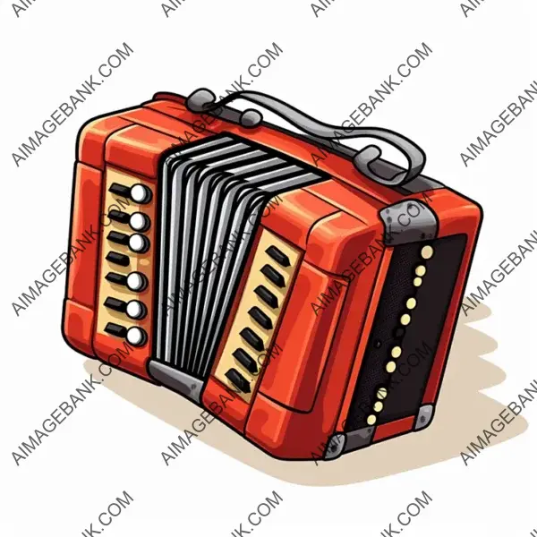 Whimsical Accordion Drawing in Manga Style: Borderless Sticker