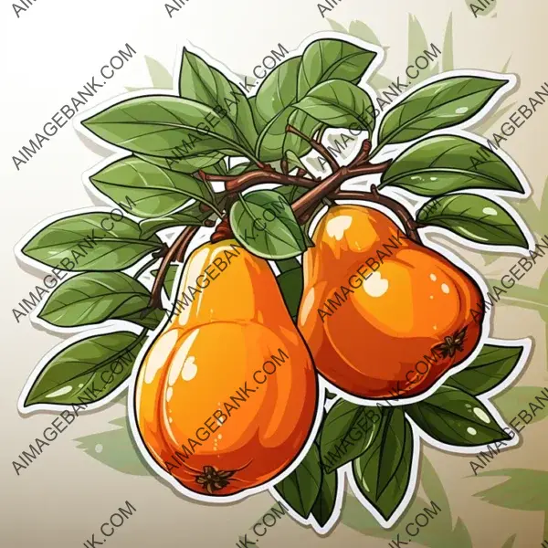 Mango Open Fruit in Manga-Style Vector Sticker